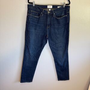 FRAME L'Homme Skinny Medium Wash Cotton Distressed Denim Jeans Size 34